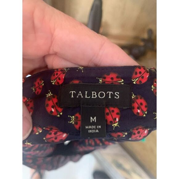 Talbots Lady Bug Navy Silk Sleeveless Top - Picture 4 of 9